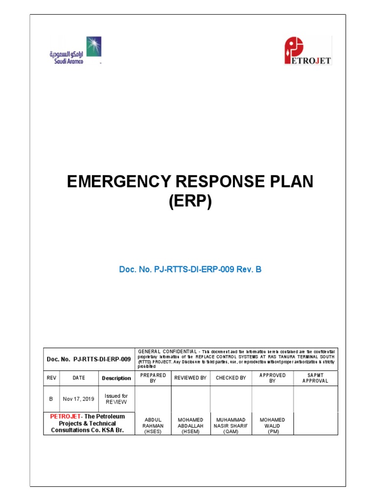 Emergency Response Plan (ERP) Doc. No. PJRTTSDIERP009 Rev. B