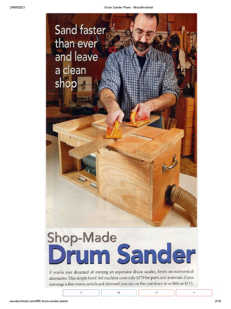 Drum Sander Plans WoodArchivist PDF Woodworking Building Materials