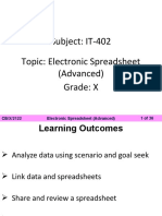 Subject: IT-402 Topic: Electronic Spreadsheet (Advanced)