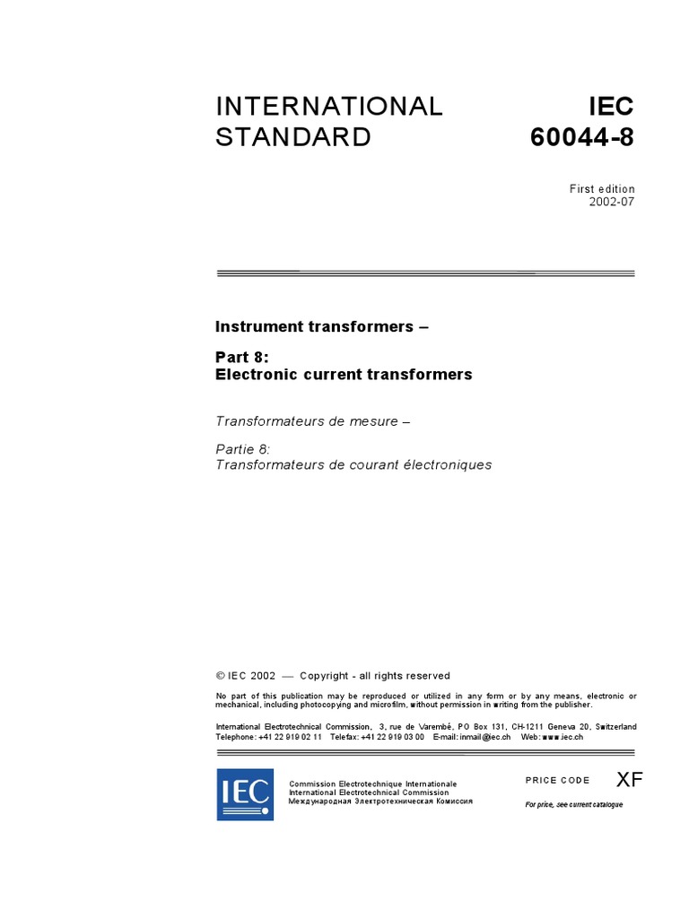 International Standard Instrument Transformers Electronic Current Transformers PDF