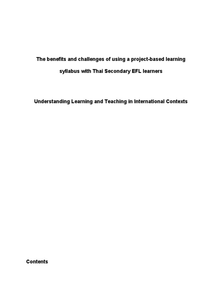 Project-Based Learning in Thai EFL Context | PDF | Project Based ...
