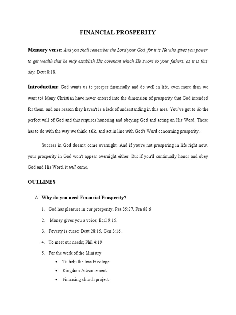 Biblical Principles for Financial Prosperity | PDF | Book Of Genesis ...