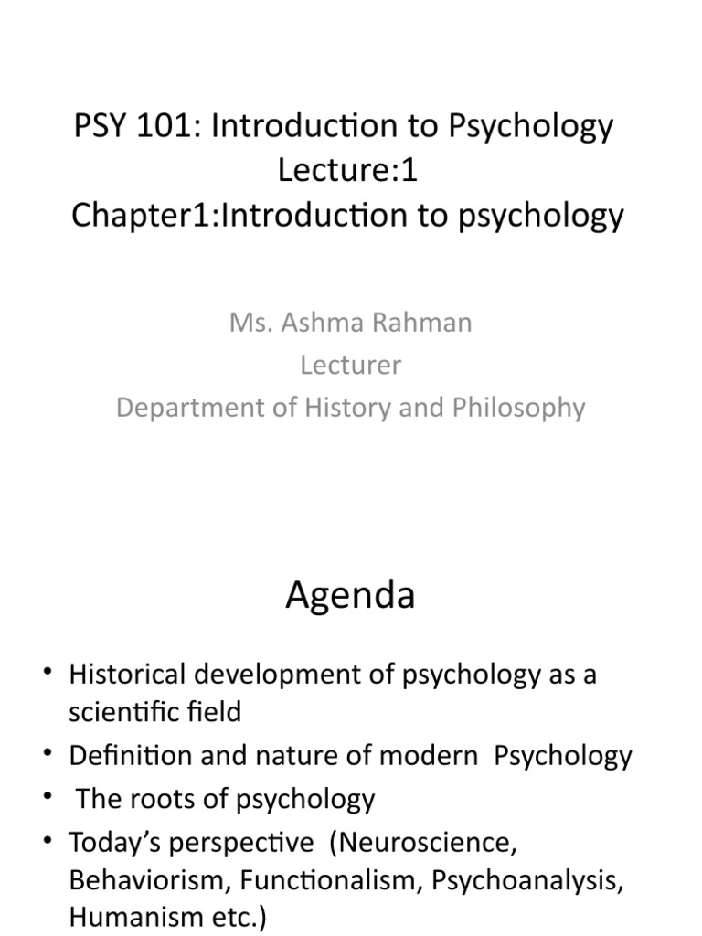 PSY - 101 - Lecture 1 | PDF | Psychology | Thought