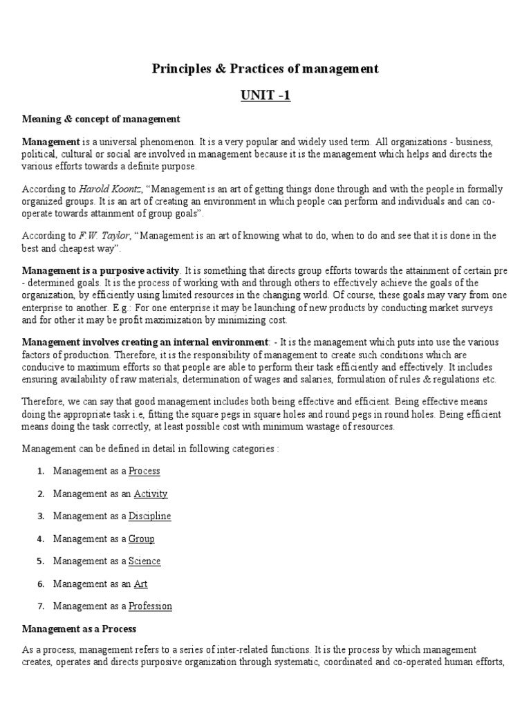 Management Principles and Practices Overview | PDF | Theory | Science