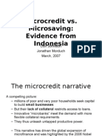 Microcredit vs. Microsaving: Evidence From Indonesia: Don Johnston Jonathan Morduch March, 2007