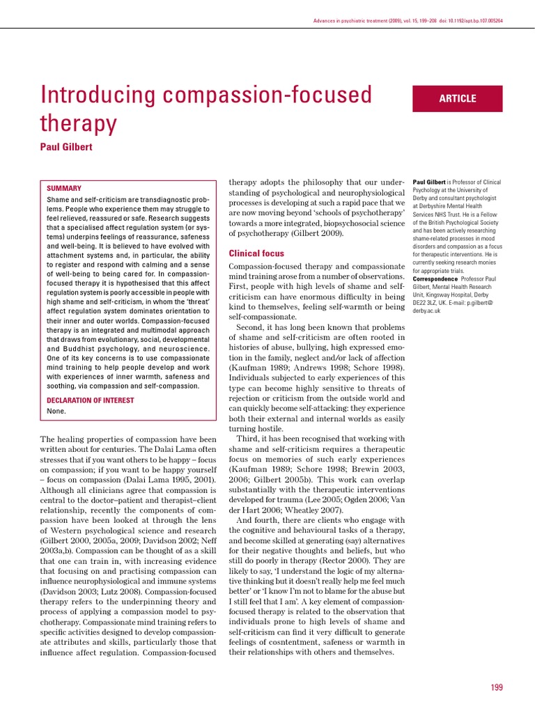 Compassion-Focused Therapy Insights | PDF | Psychotherapy | Compassion