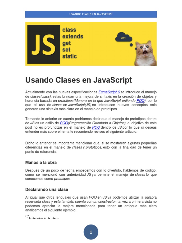 Usando Clases en JavaScript | PDF | Herencia (Programación Orientada a ...