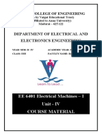 EE 6401 Electrical Machines - I Unit - IV Course Material: Department of Electrical and Electronics Engineering