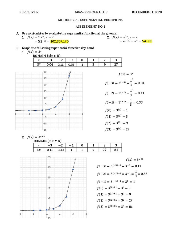 Exponential Decay and Growth Calculating Values and Solving Equations