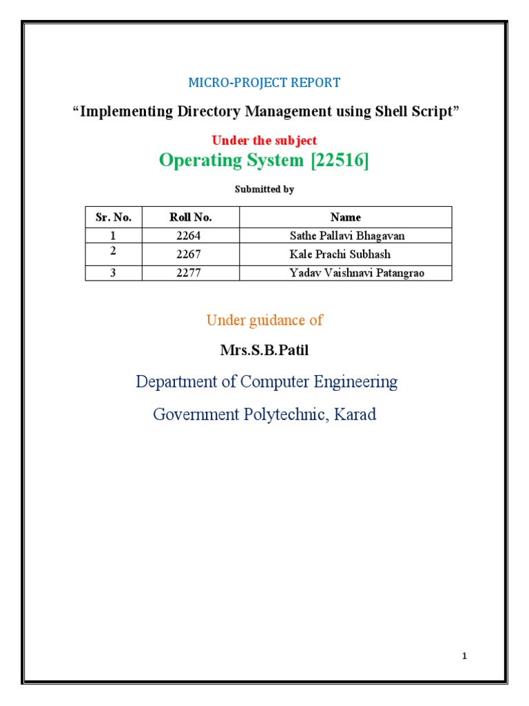 Operating System (22516) : "Implementing Directory Management Using ...