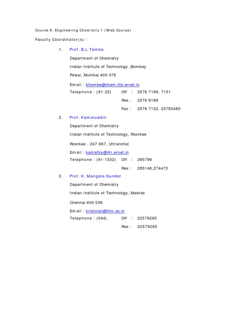 Engineering Chemistry Syllabus Overview | PDF