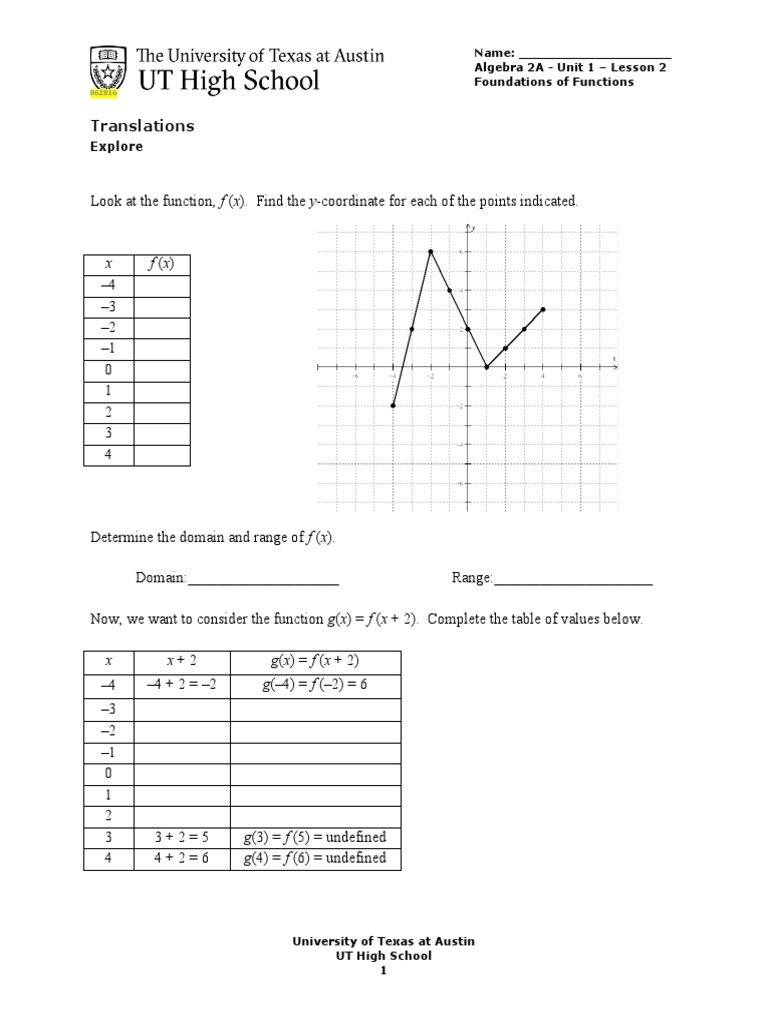 algebra 2 unit 1 homework