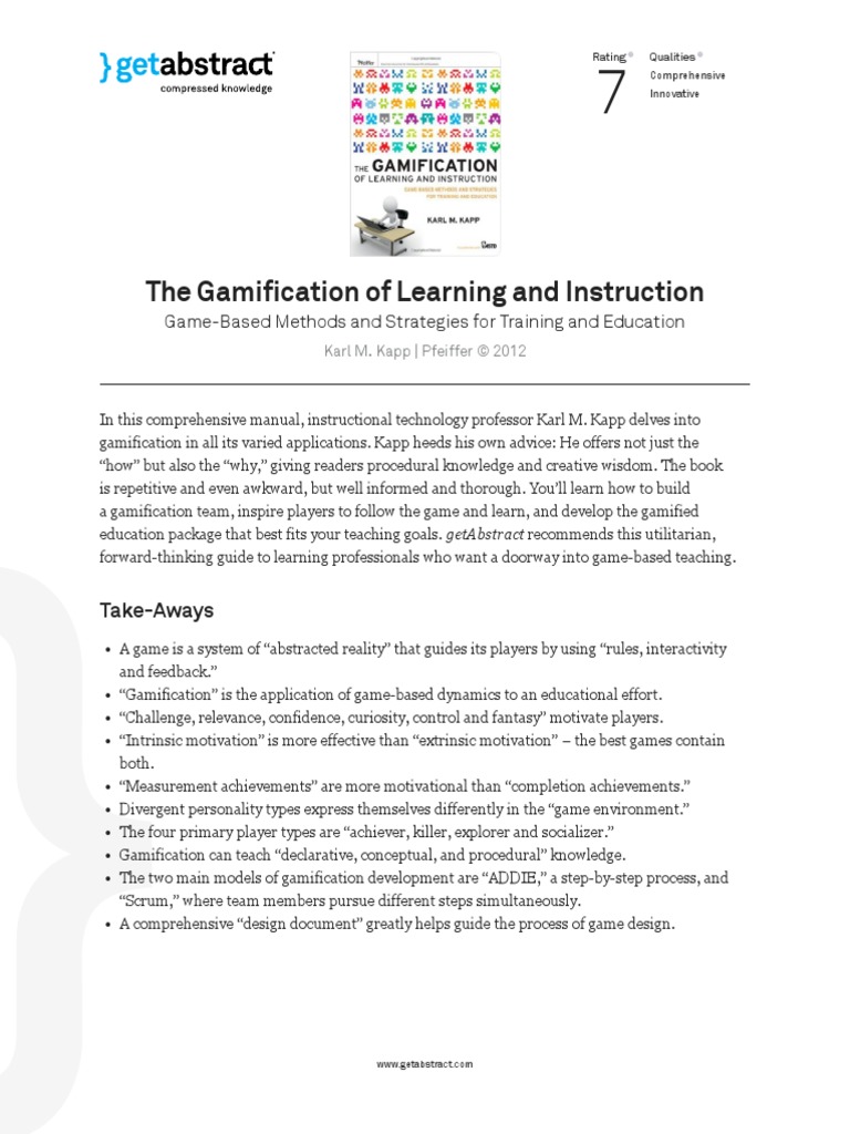 The Gamification of Learning and Instruction Kapp en 19782 | PDF ...