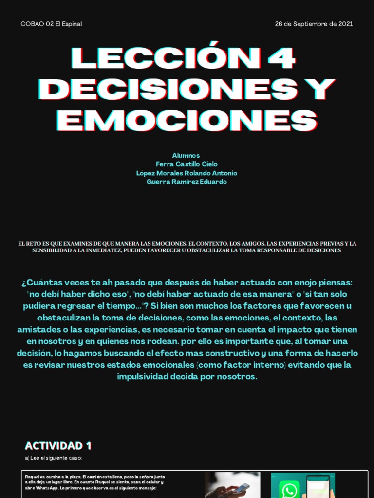Emociones y Toma de Decisiones | PDF | Las emociones | Conceptos ...