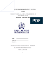 Applied Chemistry Laboratory Manual: CY19143 Common To I Sem. B.E. - Eee & Cse and B.Tech.-It