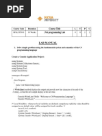 Dot Net LAb Manual - 5th Sem BCA