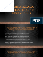 CRIMINALIZAÇÃO DA HOMOFOBIA E FEMINICÍDIO