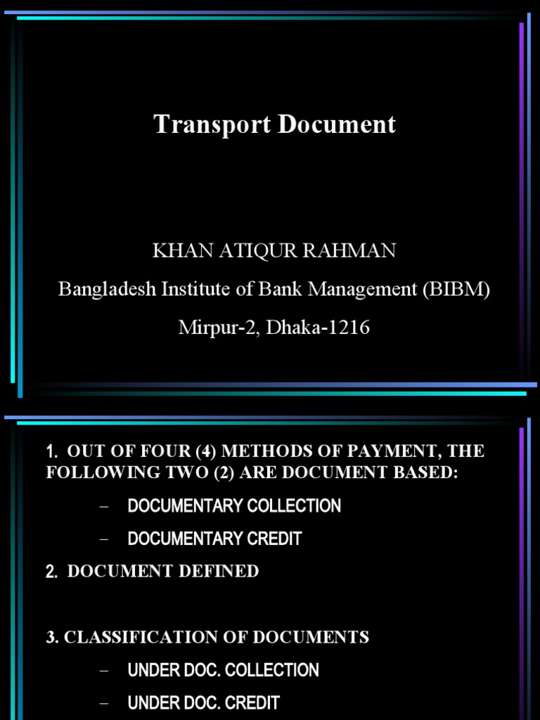 Overview of Transport Documents | PDF | Cargo | Bill Of Lading