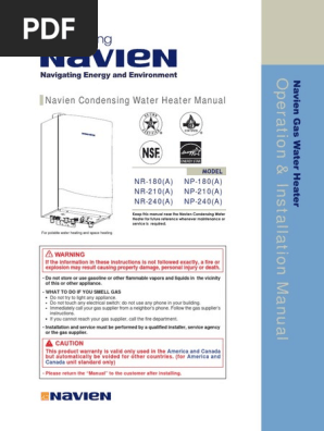 Navien NR-210A Op Manual | PDF | Water Heating | Plumbing