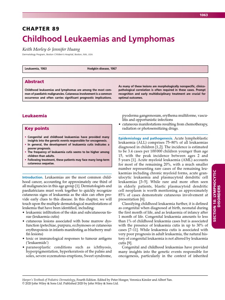Childhood Leukaemias and Lymphomas: Chapter 89 | PDF | Leukemia | Lymphoma