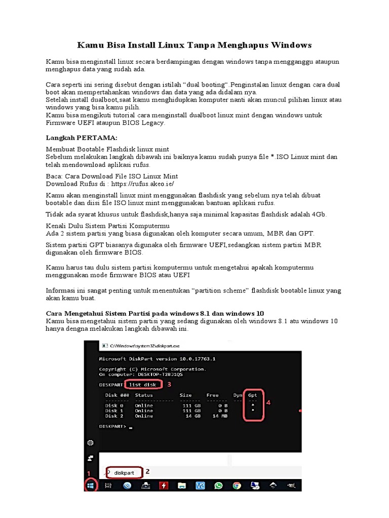 Cara Dual Boot Linux Mint dan Windows | PDF