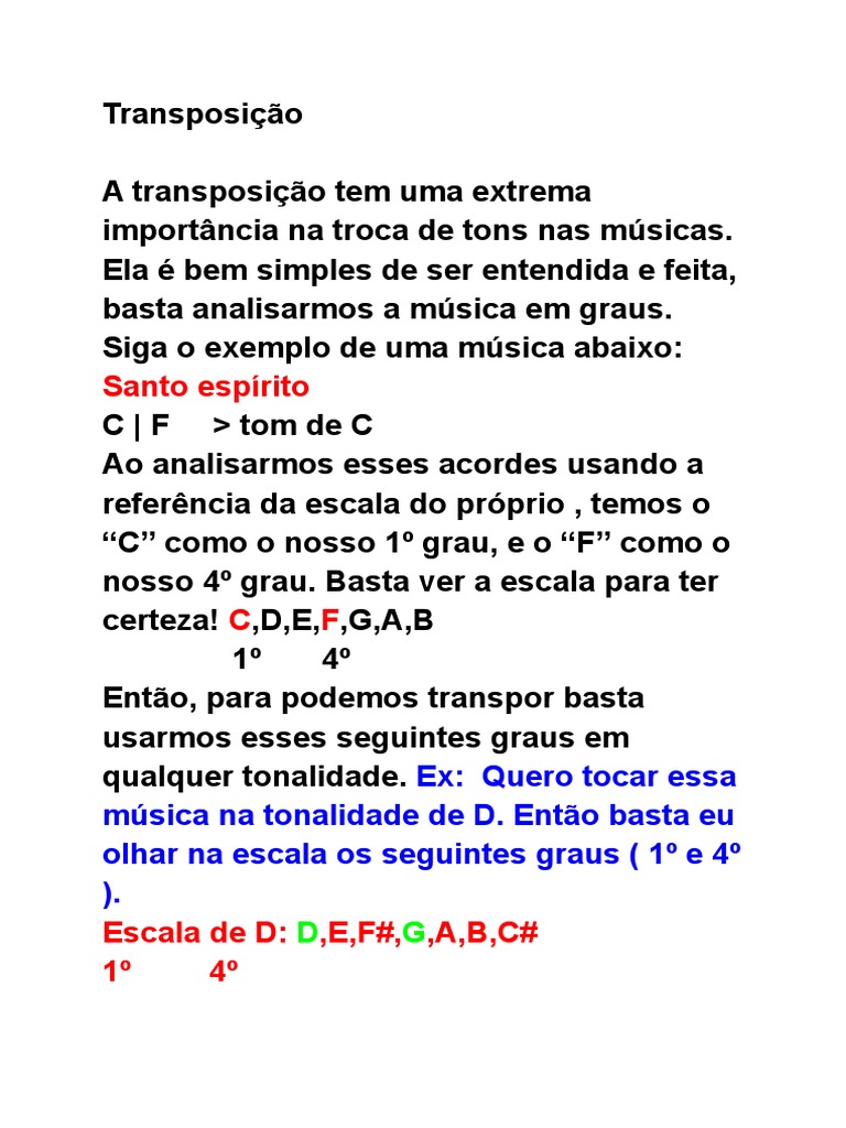 Transposição Musical Simplificada | PDF