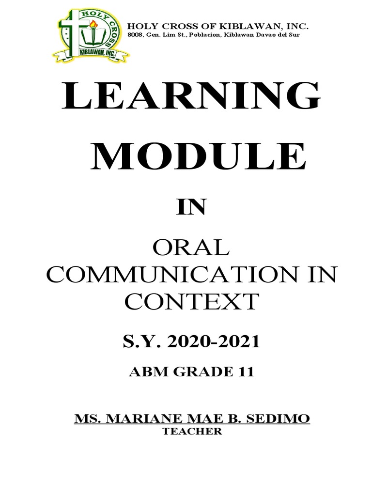 Grade 11 Oral Communication Module | PDF | Communication | Nonverbal ...