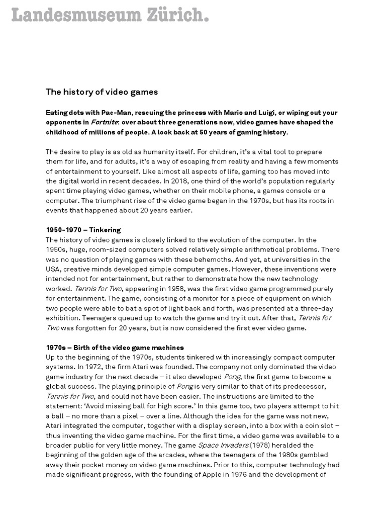 50 Years of Video Game History | PDF | Video Games | Video Game Consoles