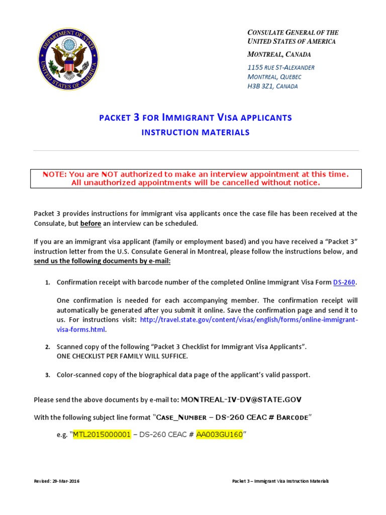 Packet FOR Mmigrant Isa Applicants Instruction Materials: All ...