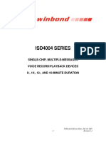 Isd4004 Series: Single-Chip, Multiple-Messages Voice Record/Playback Devices 8-, 10-, 12-, AND 16-MINUTE DURATION