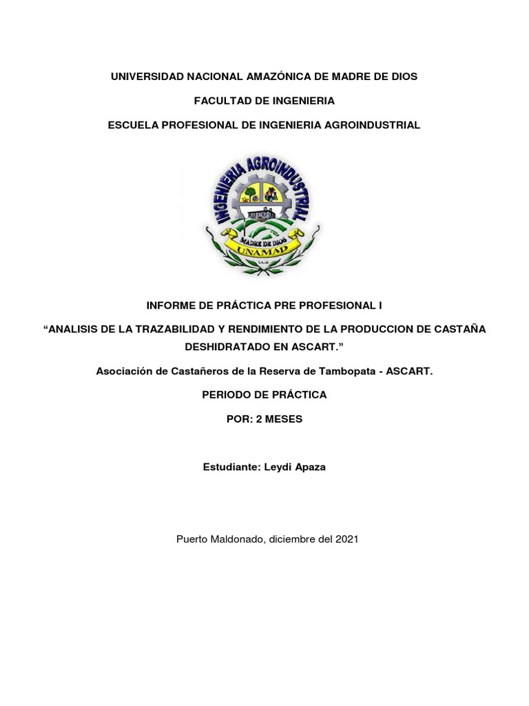 Trazabilidad y Rendimiento de Castaña ASCART | PDF | Seguridad ...