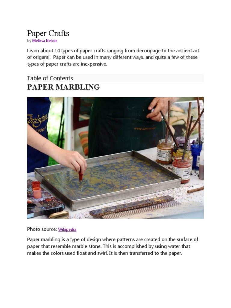 14 Types of Paper Crafts A Guide to Paper Marbling, Origami