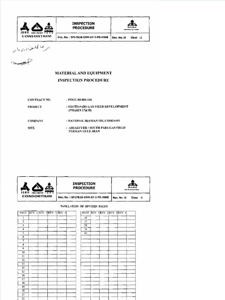 Material Equipment Inspection Procedure PDF Nondestructive Testing