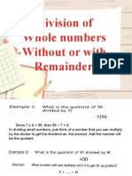 Division of Whole Numbers Without Remainders