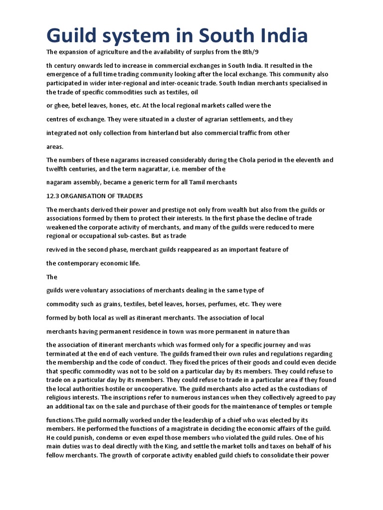 Merchant Guilds in South India | PDF | Economies