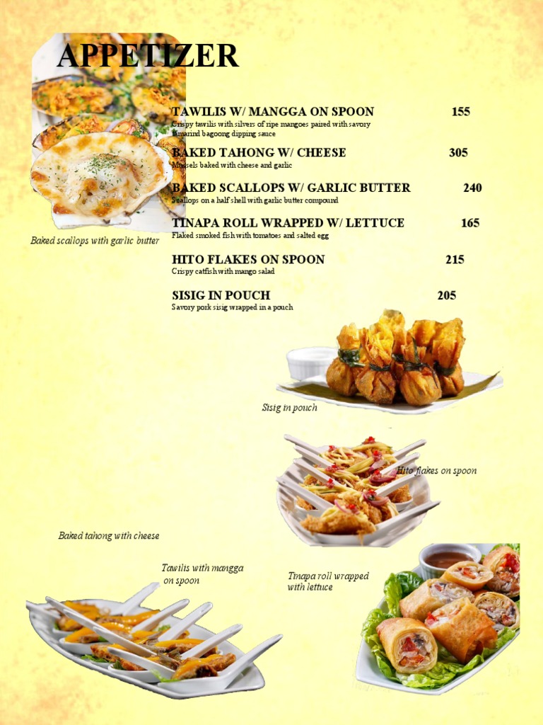 Menu - Botin & Sibayan | Download Free PDF | Salad | Desserts