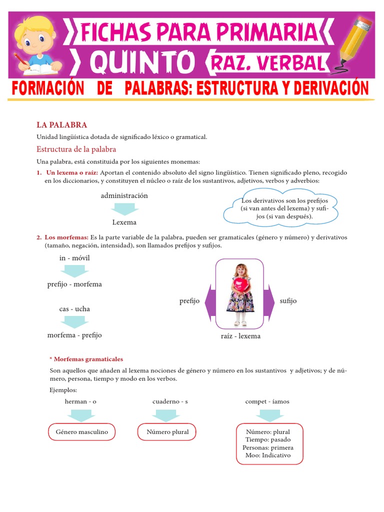 Estructura y Formación de Palabras 5º Primaria | PDF | Palabra | Numero ...