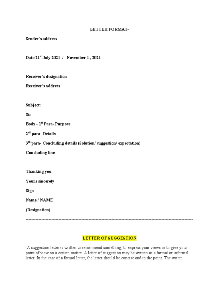 Guide to Writing Suggestion Letters | PDF | Jokes