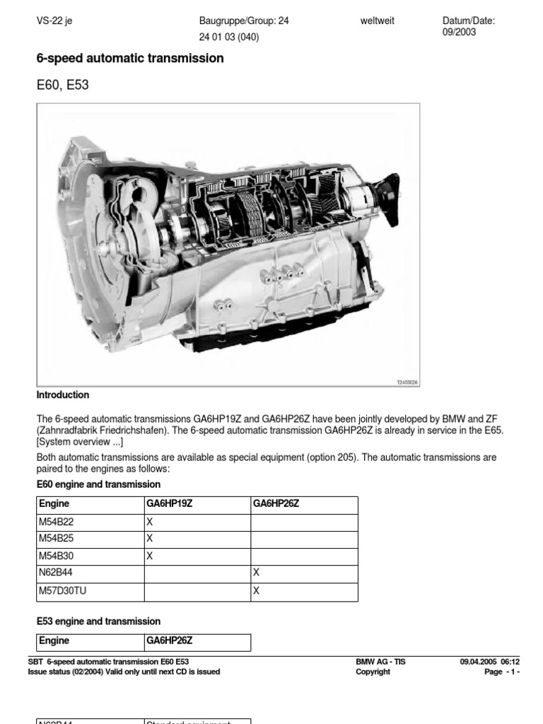 BMWe60 Steptronic PDF Automatic Transmission Transmission