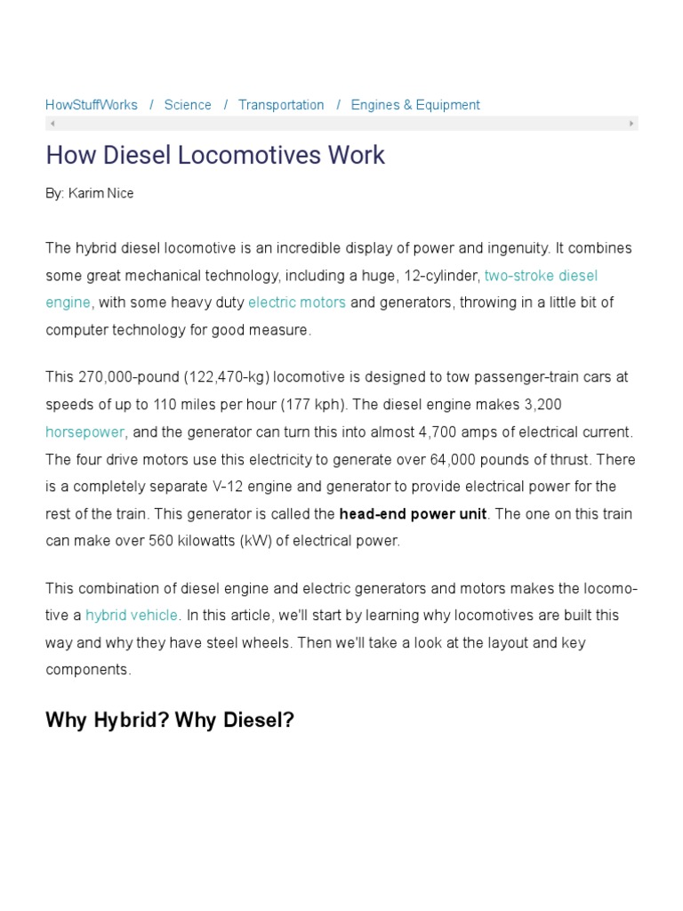 How Hybrid Diesel Locomotives Operate | PDF | Diesel Engine | Engines
