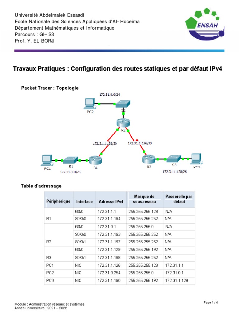 TP 4 | PDF | Routage | Adresse IP