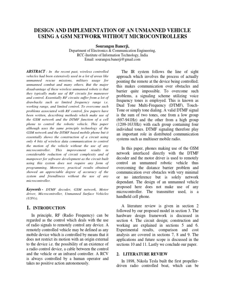 Design and Implementation of An Unmanned Vehicle Using A GSM Network ...