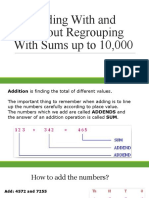 Adding With and Without Regrouping With Sums Up