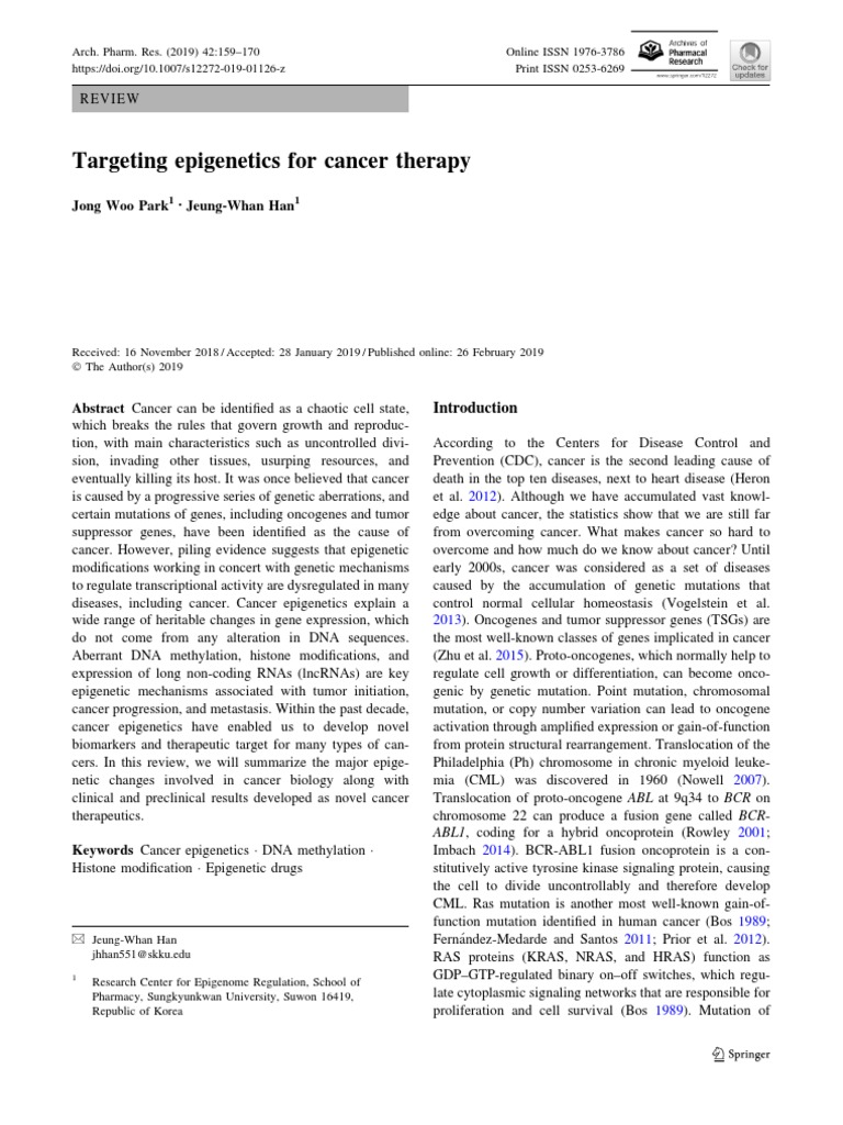 Epigenetic and Cancer Therapy, 2019 | PDF | Histone | Epigenetics