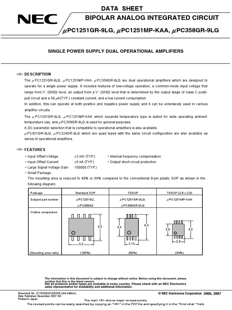 Bipolar Analog Integrated Circuit Single Power Supply Dual Operational