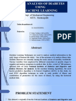 Data Analysis of Diabetes Using Machine Learning: Dept. of Mechanical Engineering MITS, Madanapalle