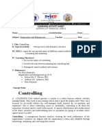 Controlling: Learning Activity Sheet
