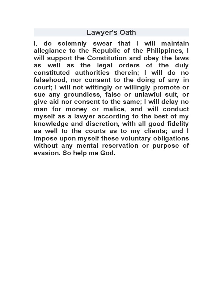 Lawyer Oath PDF