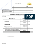 FORM 2.1 EVALUATION SHEET For Title Defense