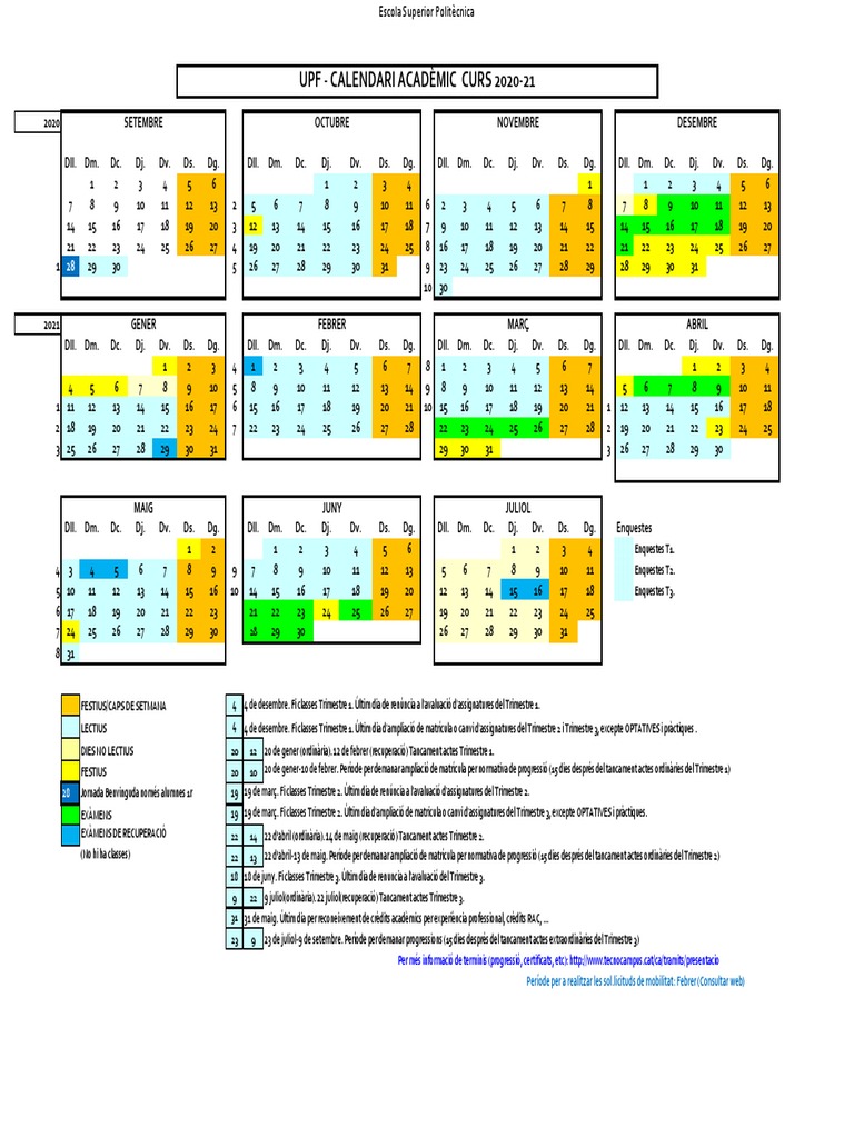 Calendari Academic ESUPT 202021 DEF PDF